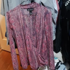 Inc sheer snakeskin wrap top size med